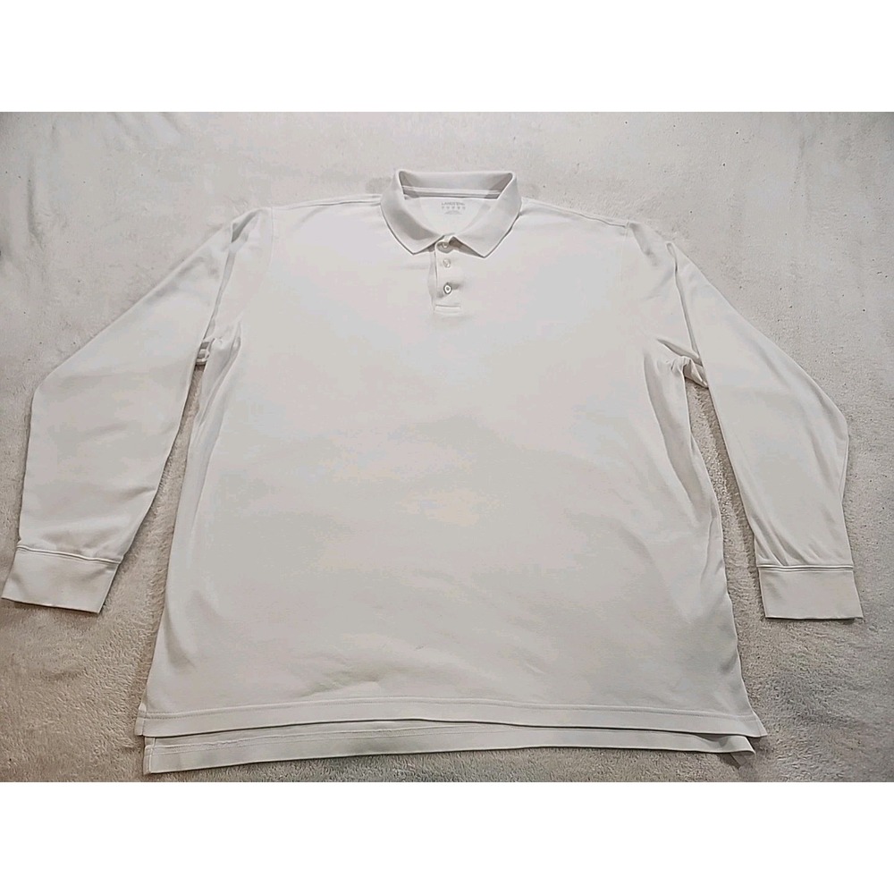 Men's Lands End Pullover 1/4 Button White Long Sleeve Collared Xl Shirt